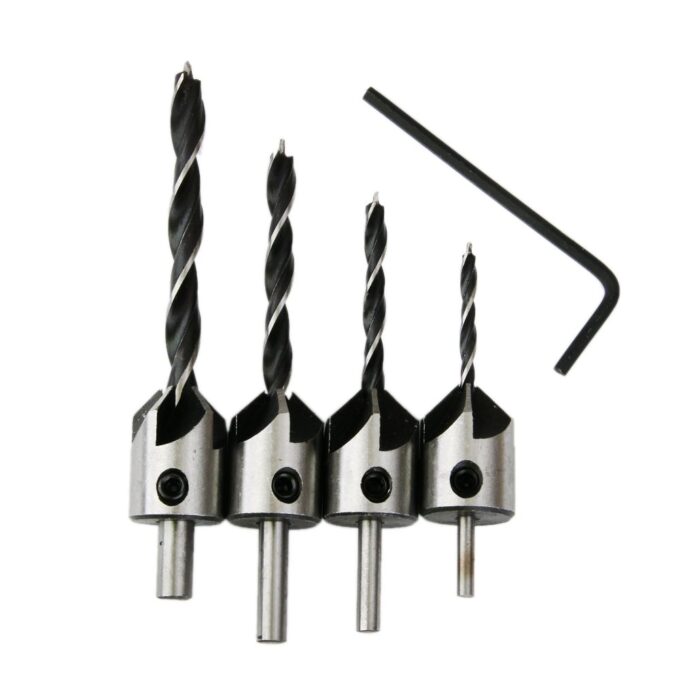 Generic 1000-4x HSS Flute Countersink Drill Bit Screw Woodworking Chamfer Home War