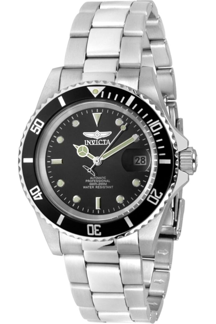 Invicta Stainless Steel Pro-Diver Analog Black Dial Silver Strap Men's Watch-8926Ob