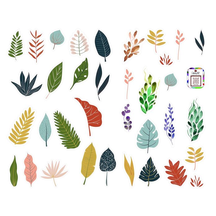 Messketeers - Say Hey to Art - Leaves and Flora Stickers (Pack of 35+ Stickers) / Ideal for Scrapbooking, use Them to Quirk up Your Phones, laptops and Much More