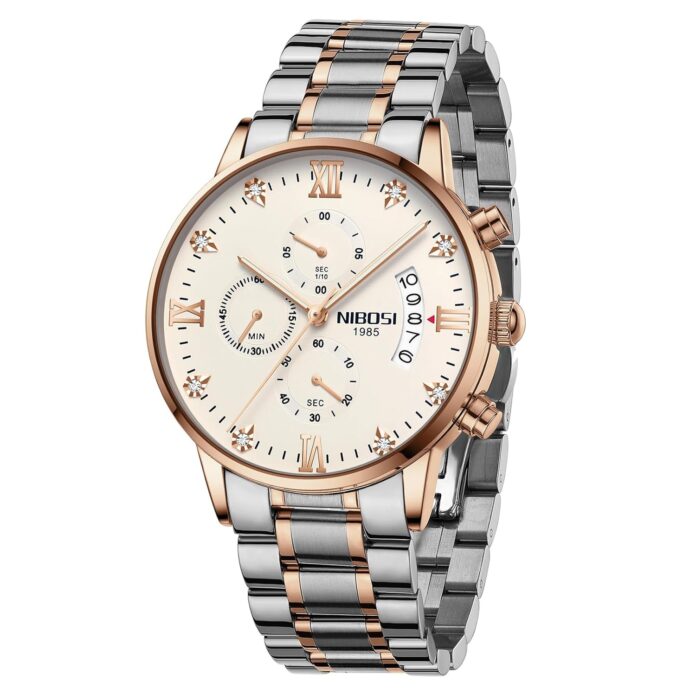 NIBOSI Watch for Men Fashion Business Men Watches Ultra-Thin Waterproof Chronograph Quartz Watches with Stainless Steel Band