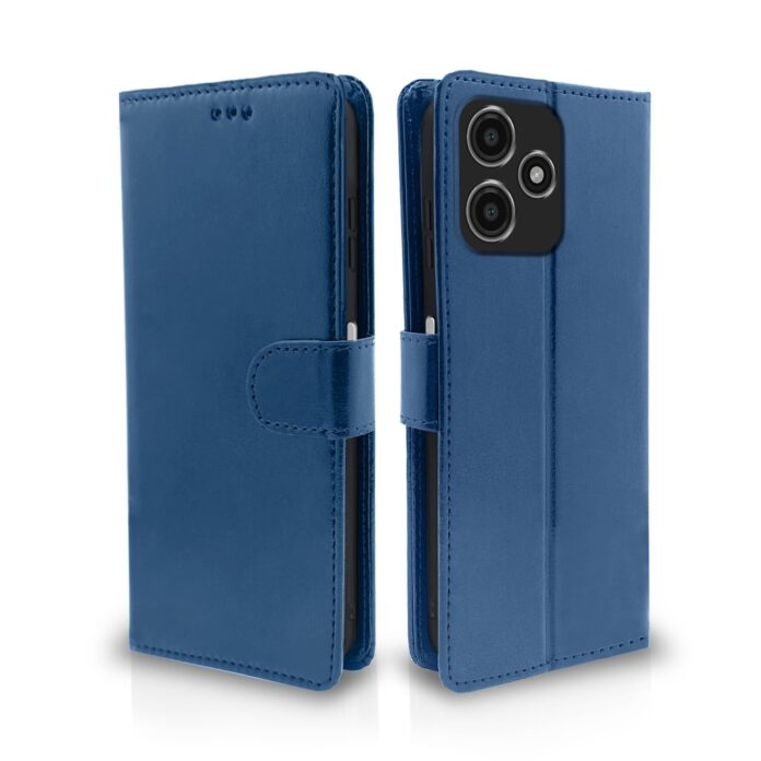 Pikkme Mi Redmi 12 5G / Poco M6 Pro 5G Flip Cover Leather Finish | Inside TPU | Wallet Stand and Shock Proof | Flip Case for Mi Redmi 12 5G / Poco M6 Pro 5G (Blue)