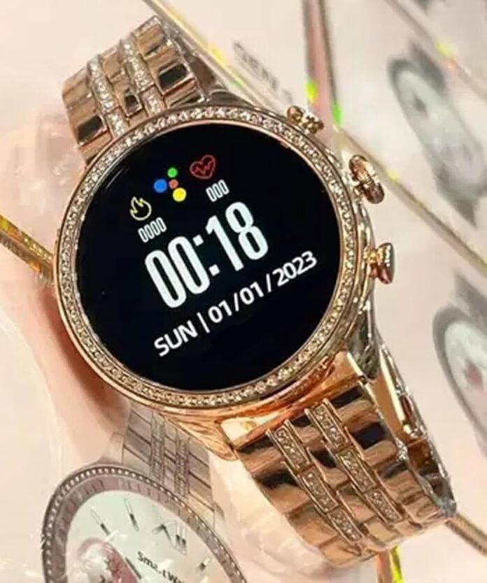 RGV Gen 9 Diamond Strap HD Display 2 Straps Bluetooth Calling Smartwatch for Mens and Womens with 500+ Watch Faces (Rose Gold & Pink Strap)