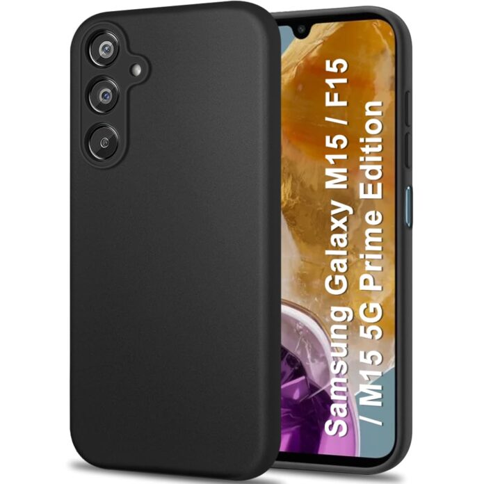 TheGiftKart Sleek Back Cover Case for Samsung Galaxy M15 / F15 / M15 5G Prime Edition | Slim Fit Protective Design | Ultra Matte Finish | Camera Protection Bump | Soft Back Cover (Silicone, Black)