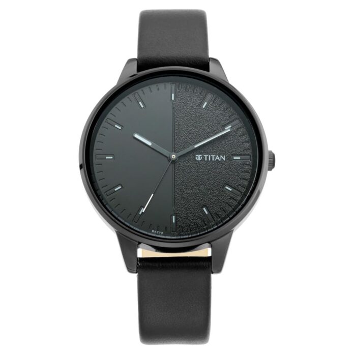 Titan Women's Precision Simplicity Analog Watch: Black Gradient Dial with Leather Strap-NS2648NL01