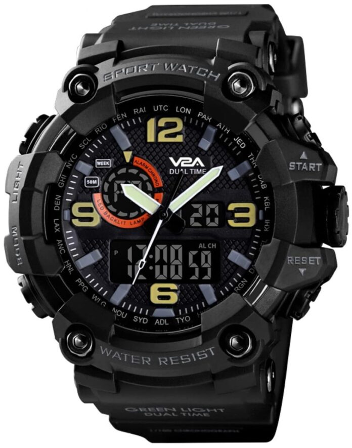 V2A Cammando Midnight Black Analog Digital Sport Watches for Men's and Boys