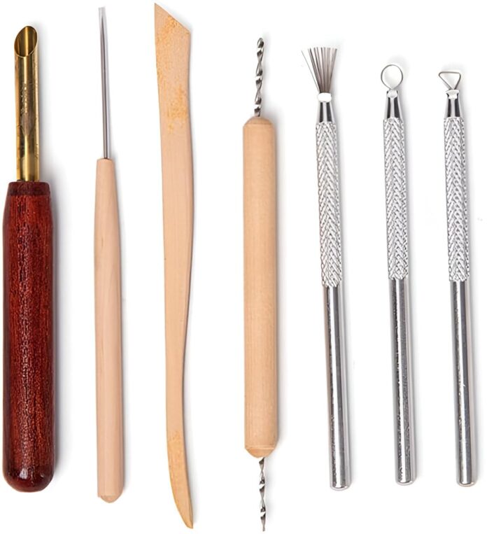 VINTAGER Carving Tools - 7Pcs Pottery Tool Kit, Clay Tools, Sculpting Clay, Sculpting Tools, Pottery Tools, Pottery Tool for DIY Sculpturing Engraving Shaping Trim Styling Tool