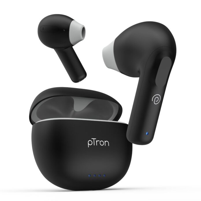 pTron Bassbuds NX TWS Earbuds, TruTalk AI-ENC Calls, 32Hrs Playtime, Immersive Audio, in-Ear Bluetooth 5.3 Wireless Headphone, Voice Assistant, Type-C Fast Charging & IPX5 Water Resistant (Ink Black)