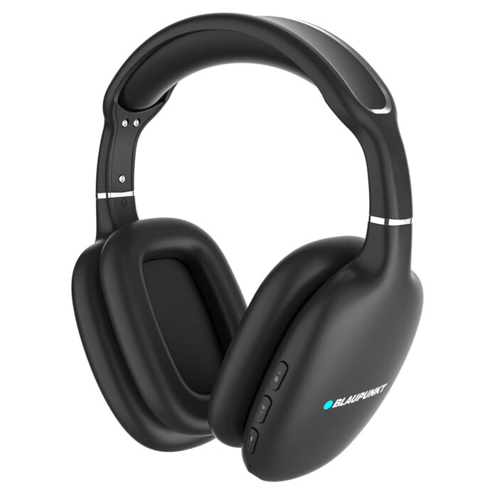 Blaupunkt BH31 Bluetooth Wireless Over Ear Headphones I 40MM Drivers I HD Sound I Soft PU Headband I Media & Volume Control with Built in Mic I TurboVolt Fast Charging I AUX Port (Black)