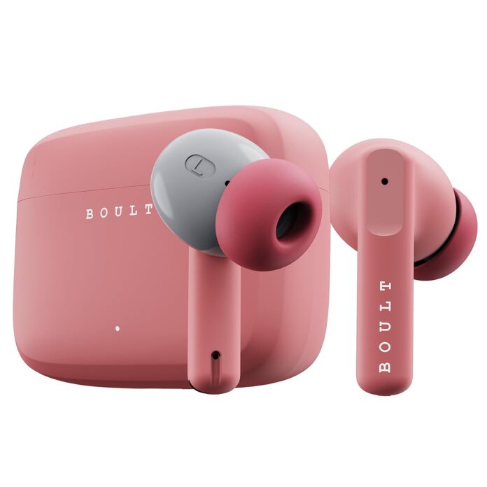 Boult Z60 Truly Wireless in Ear Earbuds with 60H Playtime, Zen™ ENC Mic, 50ms Low Latency, 13mm Bass Drivers, Type-C Fast Charging, Made in India, BT V5.3, Touch Control, IPX5 ear buds (Flamingo Pink)