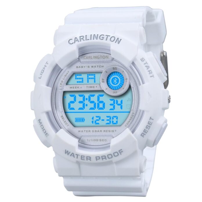 Carlington Kids Digital Watch for Boys and Girls Age 3 to 14 Years Multicoloured Band with Alarm and Date Display - 9121 Yellow White and Pink