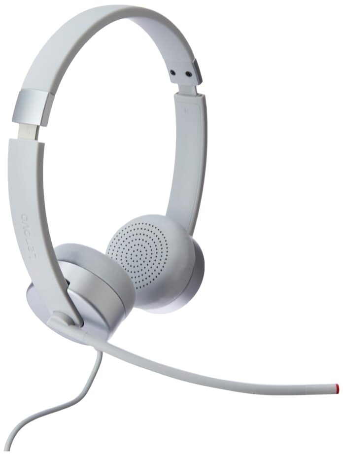 Lenovo 100 Wired On Ear Headphones with Mic (Cloud Grey)