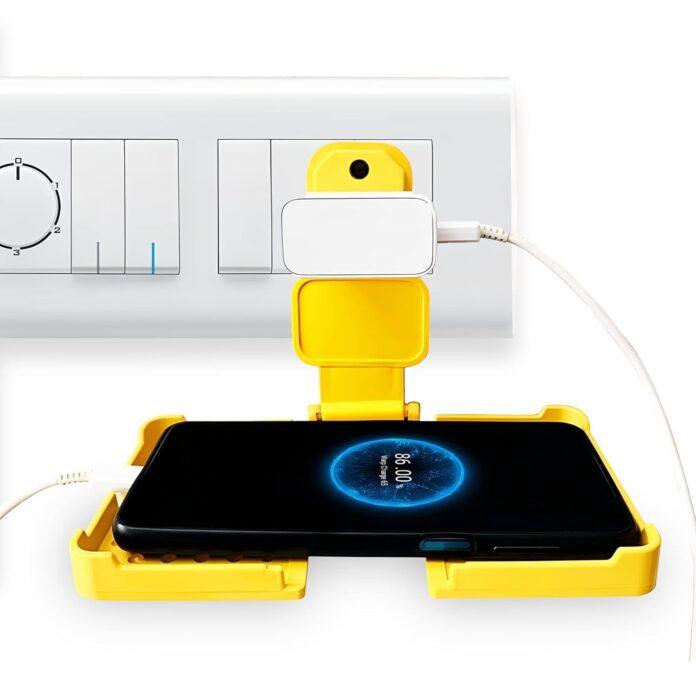 Lotus unique Mobile Charging Stand Holder for Wall Multi Plug Up to 7inch Mobile Phone Stand for Wall Plastic Holder Universal Socket Mobile Charger Stand Holder Wall (Colours as per availiblity)
