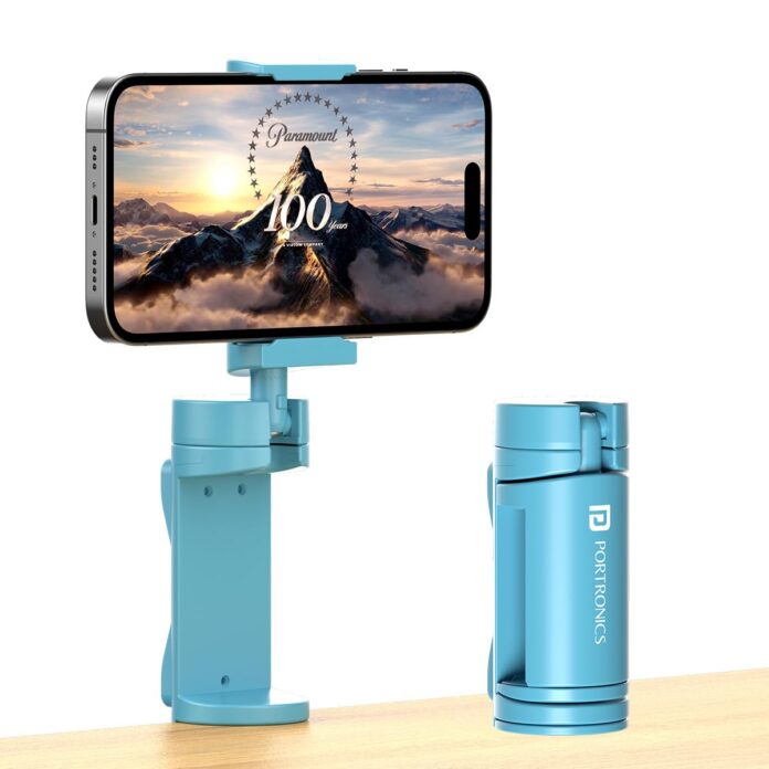 Portronics Mobot Clip Mobile Holder with 360° Adjustable Angles, Light Weight, Pocket Friendly, Mobile Stand for Table/Video Recording/Vlogging, Compatible with 4.5 to 6.9 inch Smartphones(Blue)