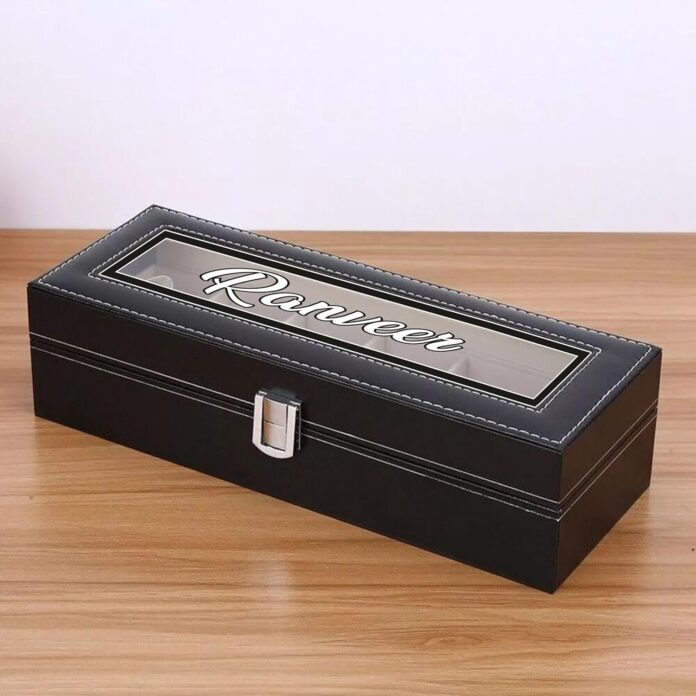 Precious Arts Gifts Personalised Name Watch Box Holder Organizer Case In 3 Slots Of Watches For Men And Women With Transparent Display (6 Slot)