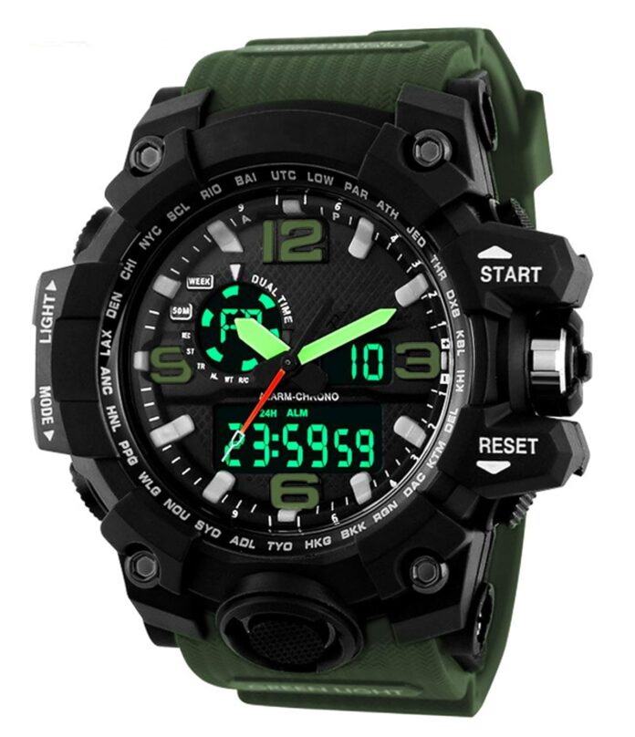 Time Up Analog-Digital Big Dial Water Proof Premium Series Sports Watch for Men-QDR-345G