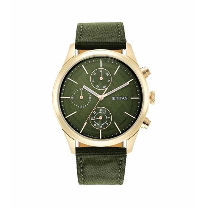 Titan Neo Splash Green Dial Quartz Analog with Date Fabric Strap Watch for Men-NS1805WP01