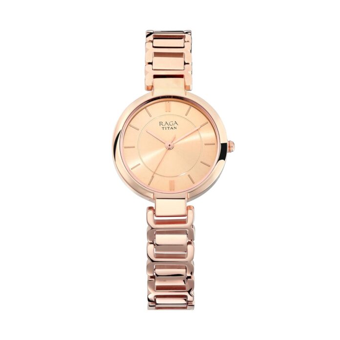 Titan Raga Women's Sundial Gold Elegance: The Timeless Statement Rose Gold Dial & Band Analog Metal Watch-NS2608WM01