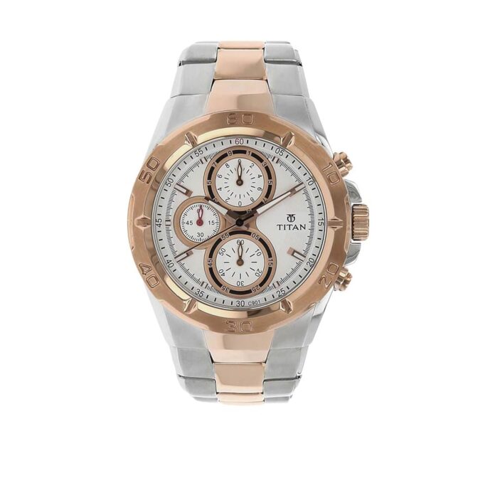 Titan Regalia Regallia Rose Gold Chronograph Stainless Steel Strap Watch for Men-NS9308KM01