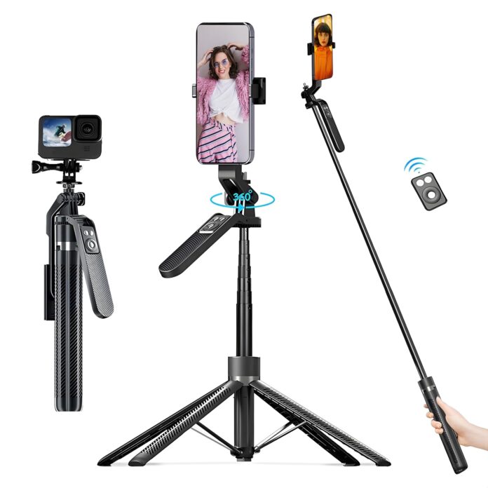 Tygot T-14 70 Inch (180CM) Selfie Stick Bluetooth Selfie Sticks with Extendable Tripod Stand, Remote & 360 Rotating Head, 3-in-1 Selfie Stick, Compatible with All Smartphones