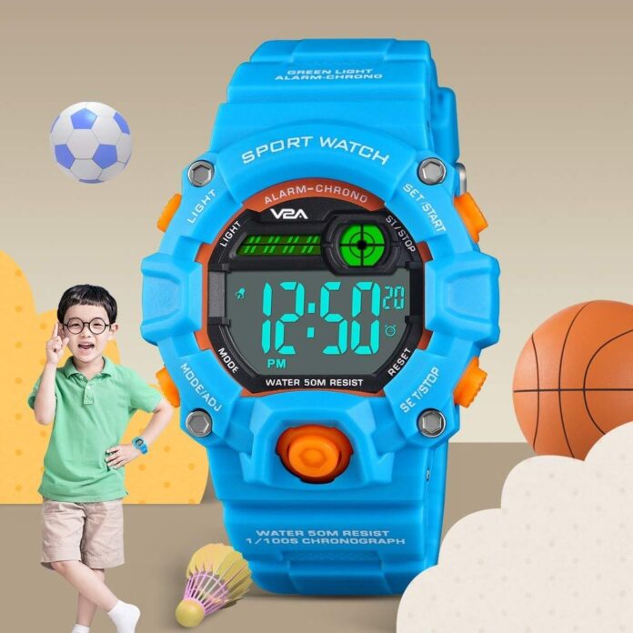 V2A Digital 5ATM Waterproof Kids Sports Watch with Backlight Alarm Stopwatch for Boys and Girls