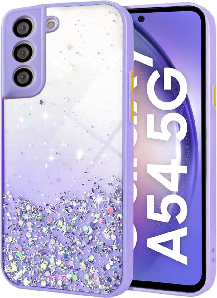 VONZEE Case Compatible with Redmi Samsung A54 5G, Non Moving Glitter Cover for Girls & Women Soft TPU Shockproof Anti Scratch Drop Protection Cover (Purple)