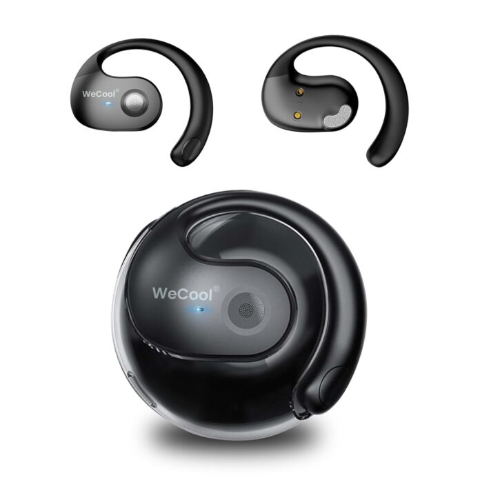 WeCool Moonwalk Mini Ows Bluetooth Open Ear Earphones Wireless with Call Noise Reduction,Ideal for Running,Cycling,and Gym,Long Playtime,Dustproof and Waterproof,C-Type Earphones for Android/iOS-Black