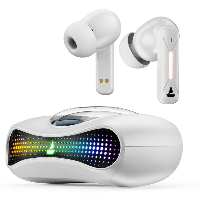 boAt Airdopes Drift TWS Earbuds w/ 40hrs Playback, Beast™ Mode with 40ms Latency, 4 Mics with ENx™, Car-Shaped ID with RGB LEDs, ASAP™ Charge, IWP™ Tech, BT v5.4 & IPX4 Resistance(White Sabre)