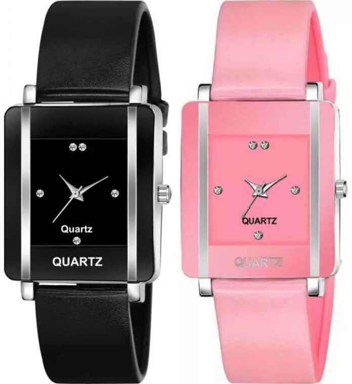 Acnos® Premium Brand 5 Colours Square Analog Watches Combo PU Belt Watches Combo for Girls Watches Combo for Women Pack of 2