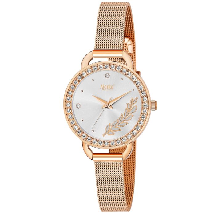 Ajanta Quartz Analog Women's Wrist Watch| Diamond Studded Dial | Elegant Design | AWC203KTL | Stylish Ladies Watch