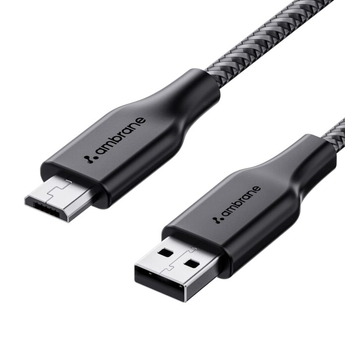 Ambrane Unbreakable 60W / 3A Fast Charging 1.5m Braided Micro USB Cable for Smartphones, Tablets, Laptops & Other Micro USB Devices, 480Mbps Data Sync, Quick Charge 3.0 (RCM15, Black)