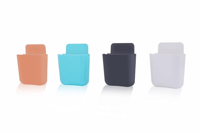 Anshri 4Piece Wall Mounted Storage Box Remote Storage Organizer Case for Air Conditioner TV Mobile Phone Plug Holder Stand Rack, Phone Charger Plug Holder(Pack of 4)