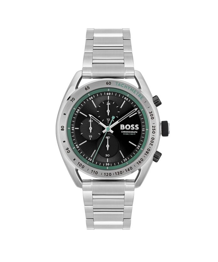 BOSS Center Court Qtz Fashion Chrono Black Round Dial Men's Watch|Stainless Steel Material|Silver Color Band - 1514023