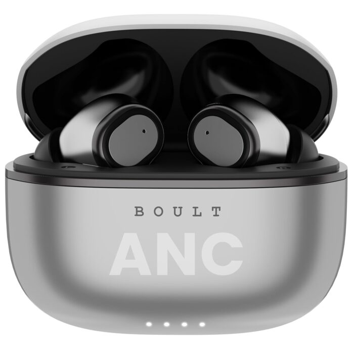 Boult Audio Z40 Ultra Truly Wireless in Ear Earbuds with 32dB Active Noise Cancellation, 100H Playtime, Dual Device Pairing, Quad Mic ENC, 45ms Low Latency, Metallic Finish ANC Ear Buds (Silver)