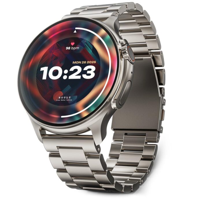 Boult Newly Launched Crown R Pro Smart Watch 3.63 Cm AMOLED, Bluetooth Calling, Working Crown, Zinc Alloy Frame, 600 Nits Brightness, AI Voice Assistant, SpO2 Monitoring, 120+ Sports Mode (Silver)