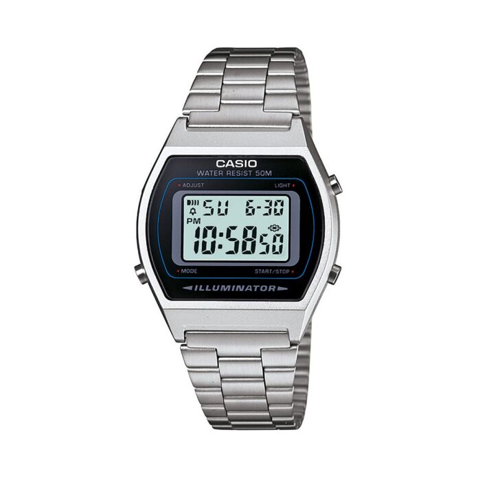 Casio Stainless Steel Women Vintage Digital Unisex B640Wd-1Avdf (D129), Dial Color-Silver, Band Color-Silver