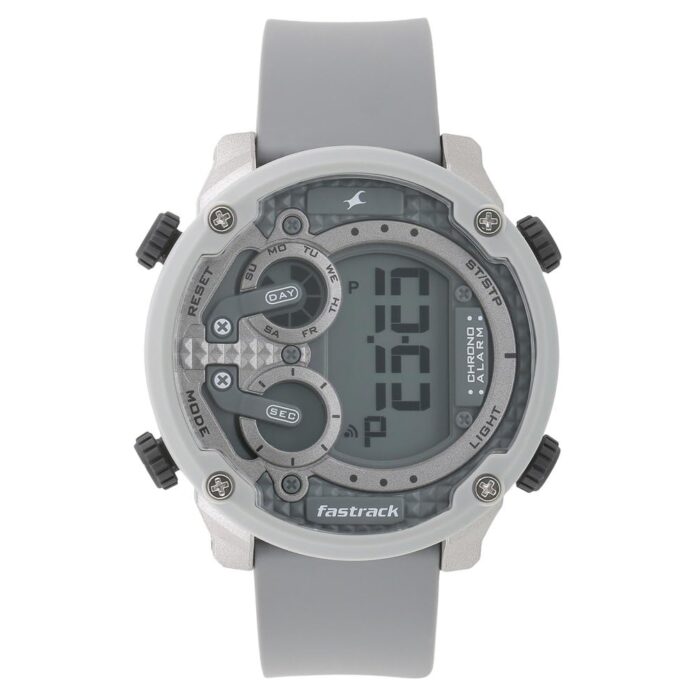 Fastrack Trendies Digital Grey Dial Silicone Strap Watch For Men-NS38045PP02