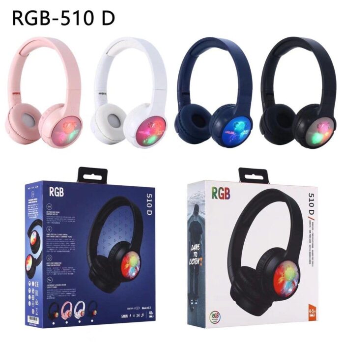 Gaming Headphones with RGB LED, Bear Design, Stereo Sound with Microphone for Girls & Boys, Model 510D