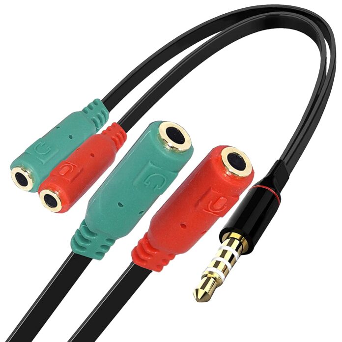 JGD PRODUCTS 1 Male to 2 Female 3.5mm Audio Jack to Headphone Microphone Splitter Converter Adaptor Cable(Specially Design for Mobile and Tablet Only)