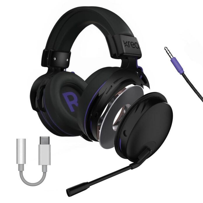 Kreo Beluga V2 Wired Gaming Headset, 50mm Oraphene Drivers, Duel Chamber, Flip to Mute Mic, Memory Foam Earpads, Lightweight Aluminum Huikt, PC, PS4, PSS Mobile (Beluga v2 with Converter)