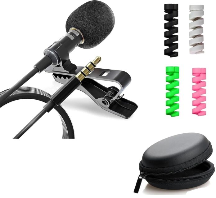 Like Star 3.5mm Clip Collar Mic for YouTube, Mobile, PC & Earphone Headphone Case Pouch Cover Carrying Case for Earphones & Cable Protector Data Cable Saver Charging Cord Protective Cable Cover