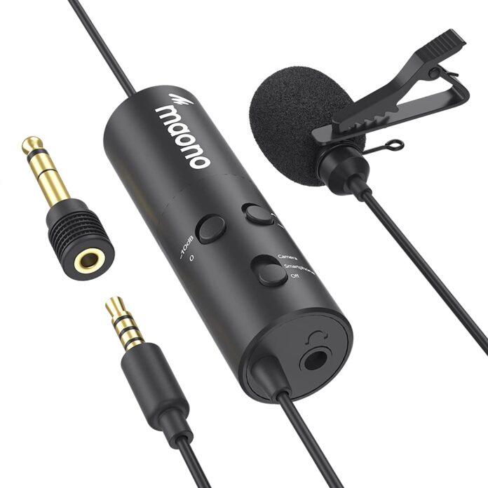 MAONO Au-103 Mobile Auxiliary Collar Mic With Noise Cancellation For Youtube Recording, The Condenser Microphone For Pc, Singing, Vlogging, Gaming