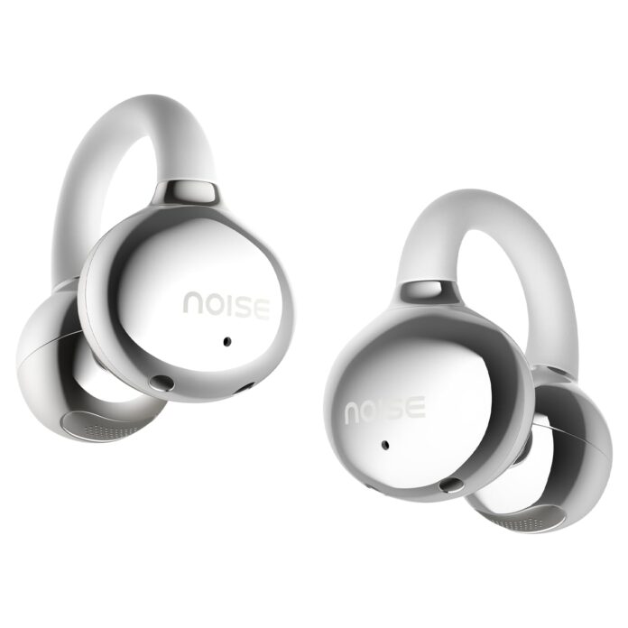 Noise Newly Launched Air Clips Wireless Open Ear Earbuds with Chrome Finish, AirWave™ Technology,Up-to 40H Playtime, Dual Device Pairing, Quad Mic with ENC,12mm Driver,BTv5.4 (Pearl White)