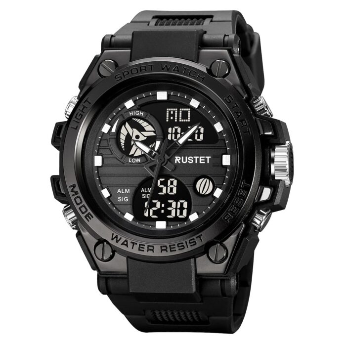 RUSTET Analogue - Digital Men's Watch (Black Dial Black Colored Strap)