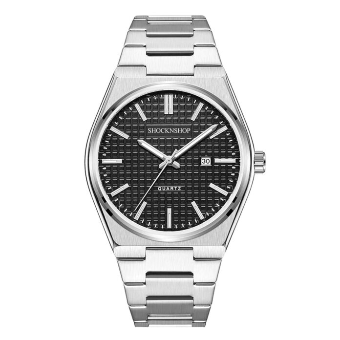 Shocknshop Silver Date Stainless Steel Strap Analog Watch for Men & Boys -WCH106