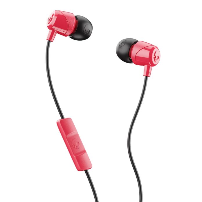 Skullcandy Jib In-Ear Wired Earbuds, Microphone, Works with Bluetooth Devices and Computers -Red Black