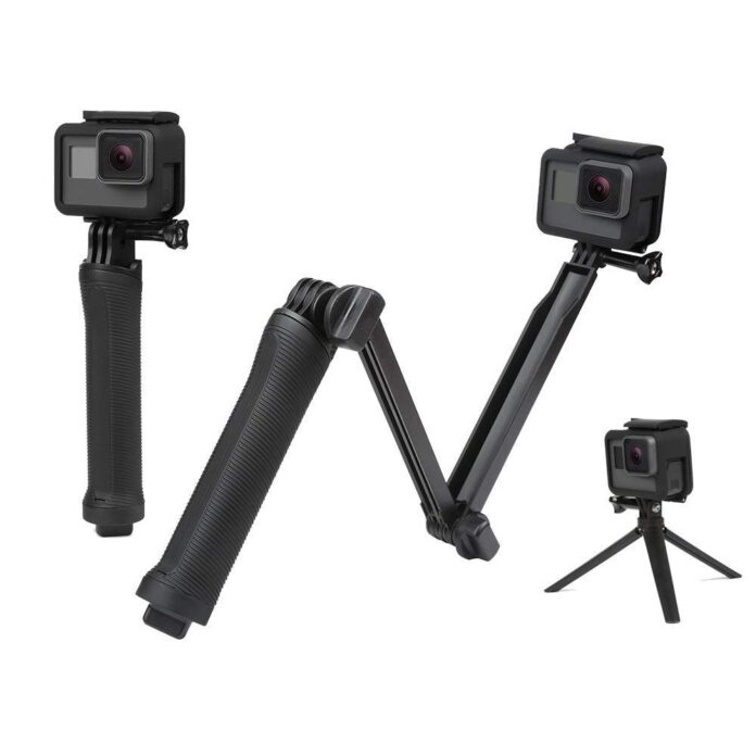 Sounce 3-Way Monopod Grip Tripod Foldable Selfie Stick, Stabilizer Mount Holder for GoPro Hero 7/6/5, SJCAM SJ6, SJ7, SJ5000, Yi and All Action Cameras