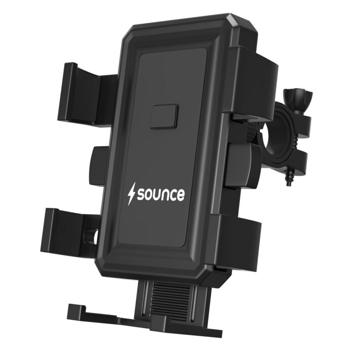 Sounce Mobile Holder for Bikes or Bike Mobile Holder for Maps and GPS Navigation, one Click Locking, Firm Gripping, Anti Shake and Stable Cradle Clamp with 360° Rotation Bicycle Phone Mount