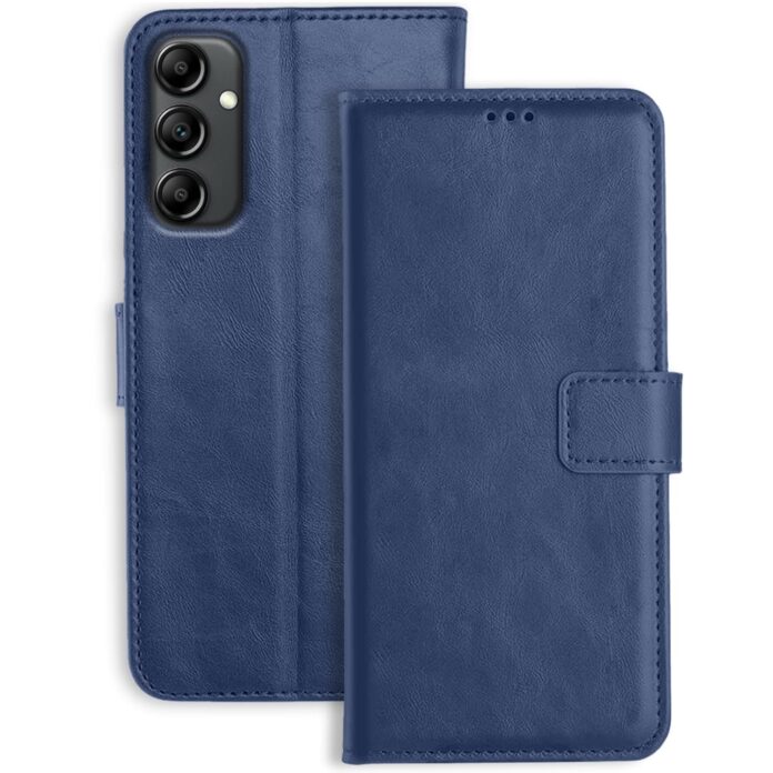 TOUCCH Flip case for Samsung Galaxy A14 4G / 5G| Leather Finish Cover & Flexible Stand Design | Card and Money Pocket | Blue