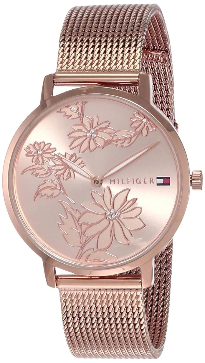 Tommy Hilfiger Quartz Analog Rose Gold Dial Stainless Steel Strap Watch for Women-NETH1781922