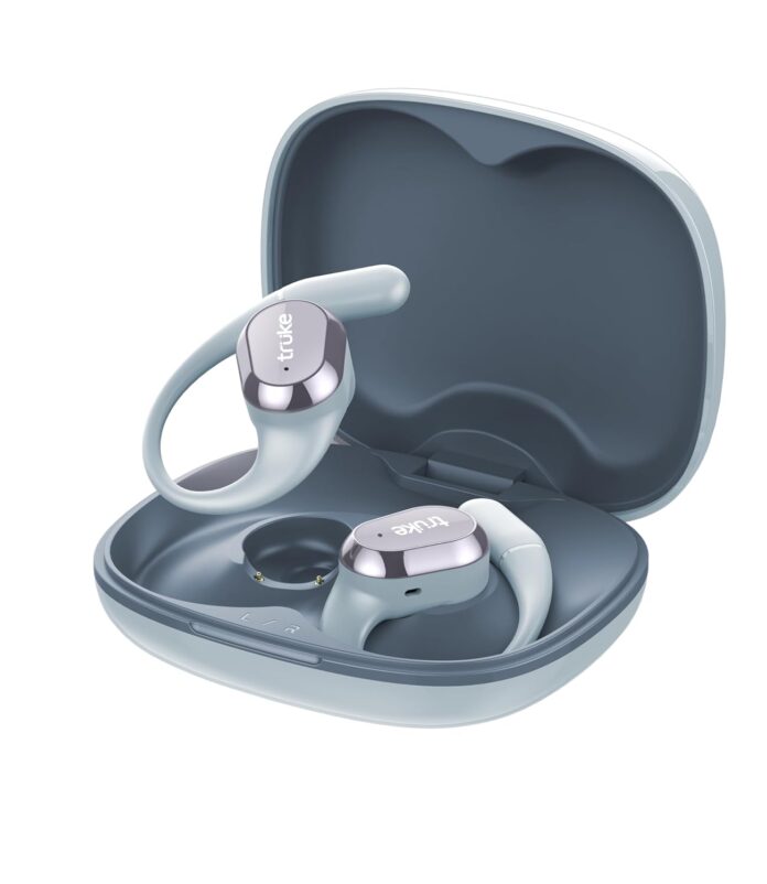 Truke Newly Launched Buds Liberty Open Ear Wireless Earbuds with 360Spatial™ Audio Experience, 16mm Beryllium Speaker, 60H Playtime, Quad Mic for Crystal-Clear Calls, Fast Charging, BT5.4 (Slate Blue)